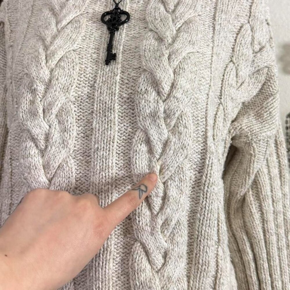 90s preppy girly grunge chunky knit cropped mock neck sweater - Picture 6 of 6